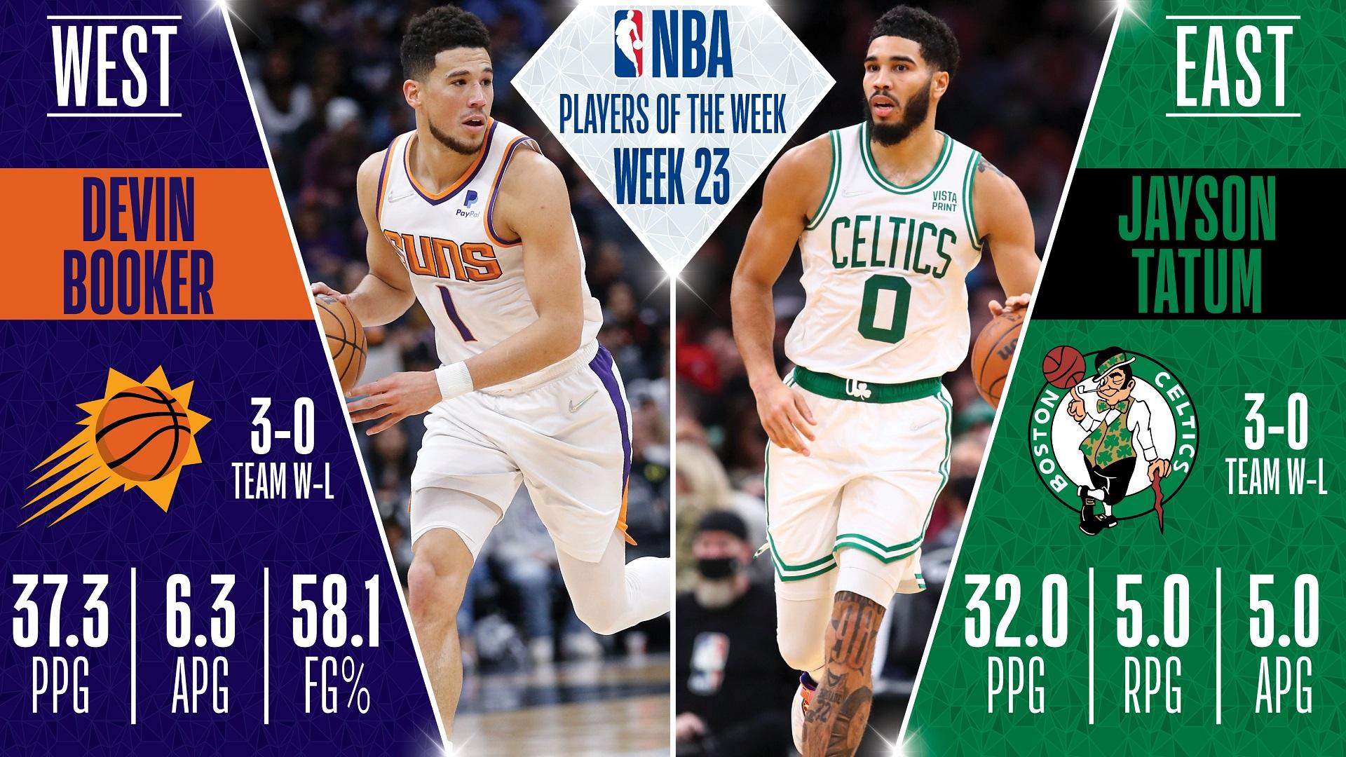 Devin Booker Jayson Tatum joueurs de la semaine 29 mars 2022