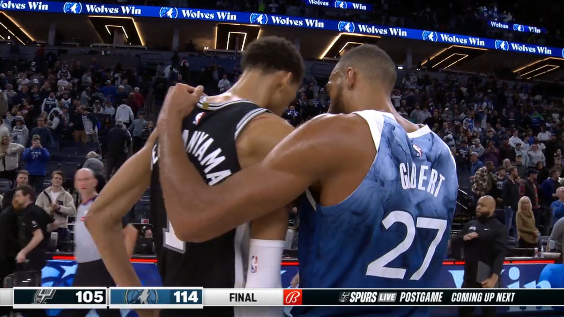 Rudy Gobert Victor Wembanyama Wolves Spurs 27 février 2024