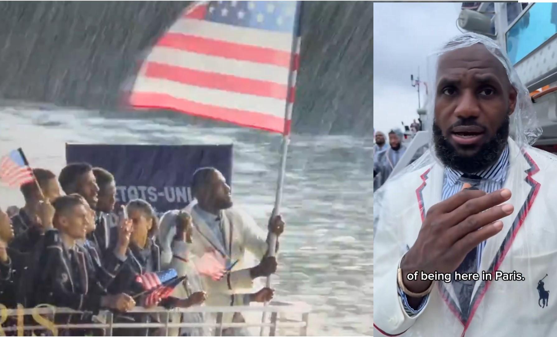 lebron james porte drapeau cérémonie d'ouverture